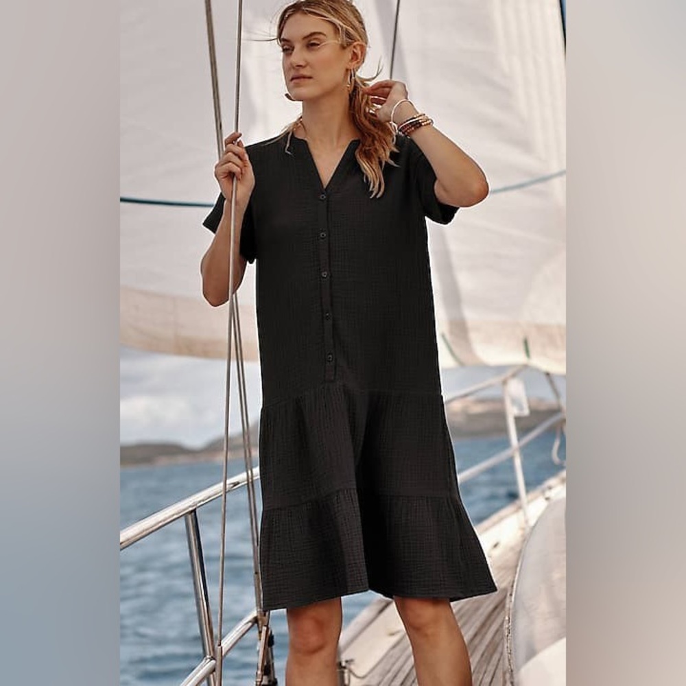 J. Jill Black Button-Down Dress